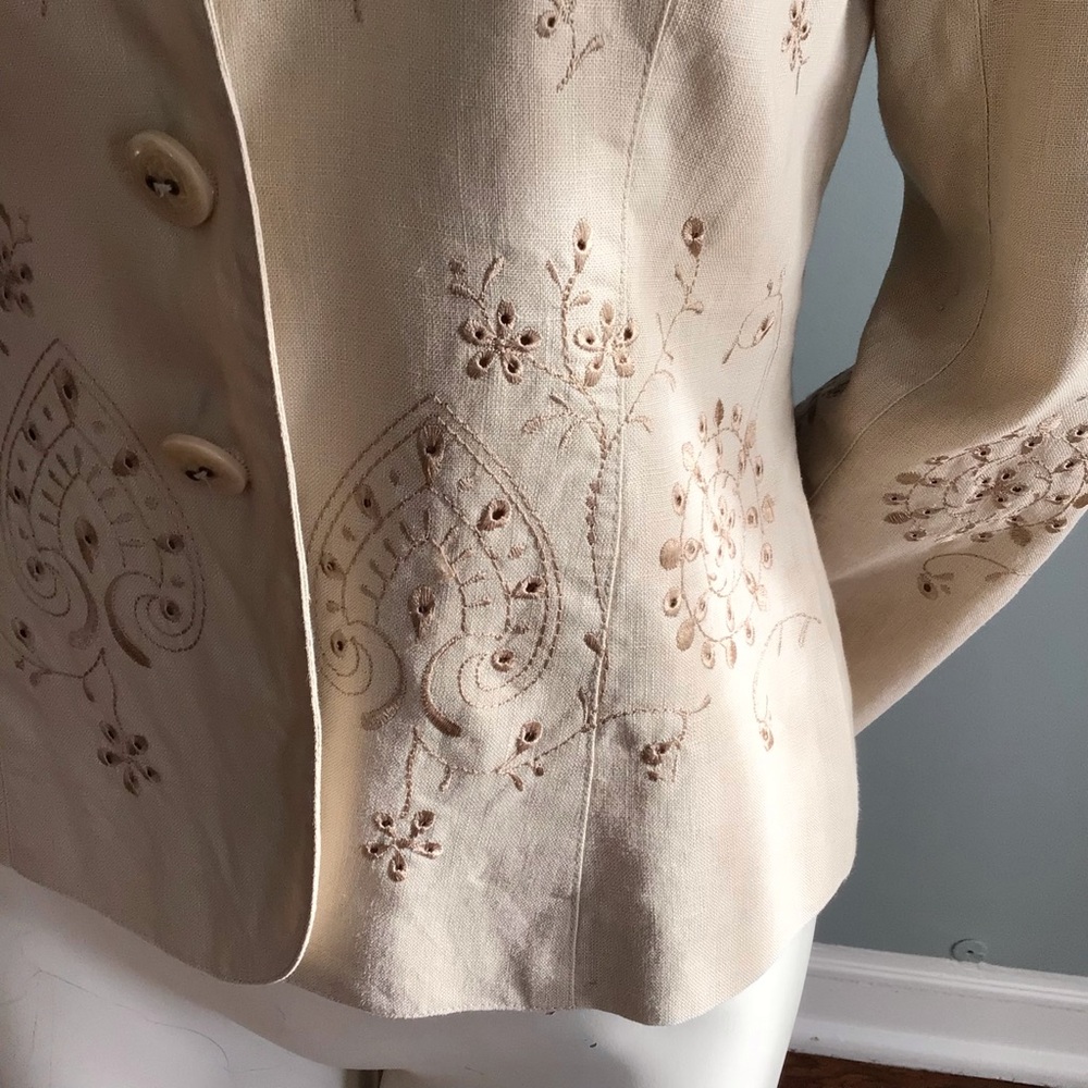 Carole Little Beige Linen Jacket - Picture 2 of 10